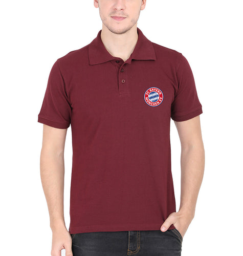 Bayern Munich Logo Polo T-Shirt for Men-S(38 Inches)-Maroon-Ektarfa.co.in