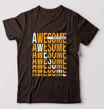 Load image into Gallery viewer, Awesome T-Shirt for Men-S(38 Inches)-Coffee Brown-Ektarfa.online
