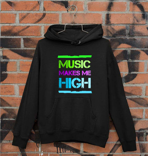 Music Makes me High Unisex Hoodie for Men/Women-S(40 Inches)-Black-Ektarfa.online