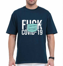 Load image into Gallery viewer, Fuck Covid Oversized T-Shirt for Men-Petrol Blue-Ektarfa.online
