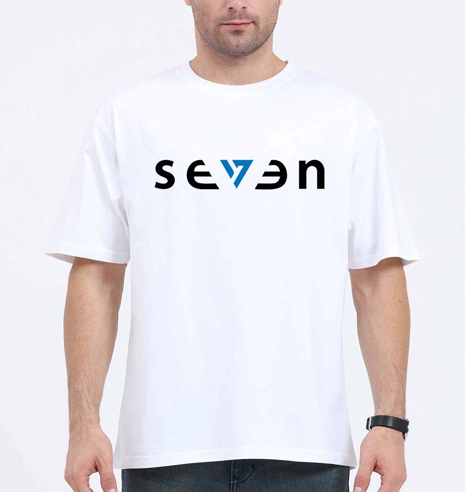 Seven MS Dhoni Oversized T-Shirt for Men-White-Ektarfa.online