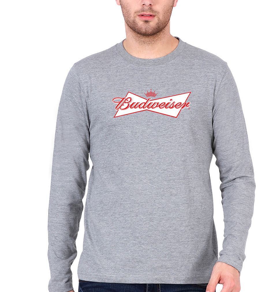 Budweiser Full Sleeves T-Shirt for Men-Grey Melange-Ektarfa.online