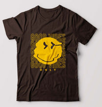 Load image into Gallery viewer, Good Vibes Emoji T-Shirt for Men-Coffee Brown-Ektarfa.online
