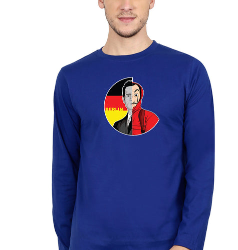 Money Heist Berlin Full Sleeves T-Shirt for Men-S(38 Inches)-Royal blue-Ektarfa.online