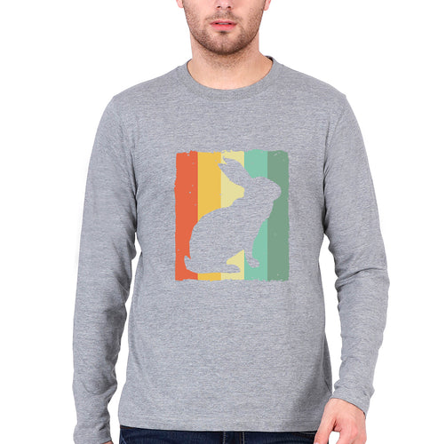 Rabbit Bunny Full Sleeves T-Shirt for Men-Grey Melange-Ektarfa.online