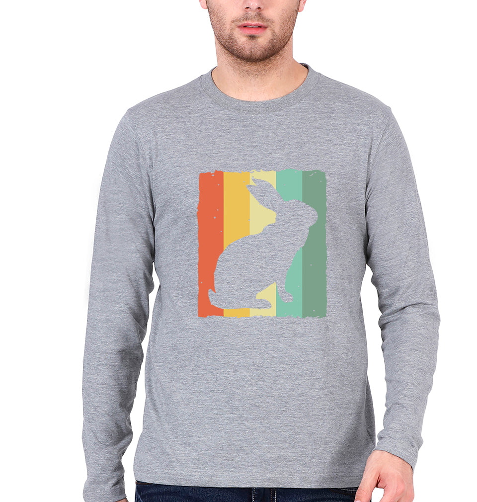 Rabbit Bunny Full Sleeves T-Shirt for Men-Grey Melange-Ektarfa.online