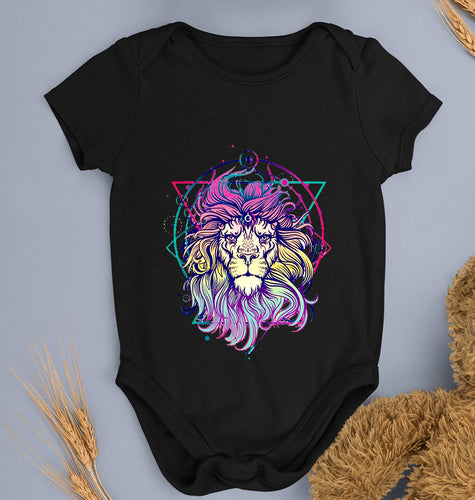 Psychedelic Lion Kids Romper For Baby Boy/Girl-Black-Ektarfa.online