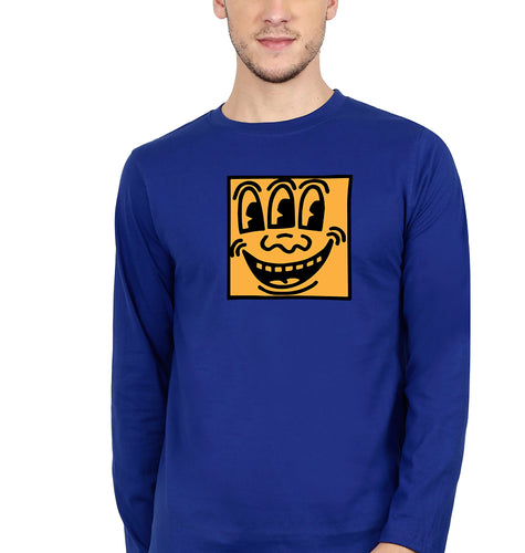 Keith Haring Funny Full Sleeves T-Shirt for Men-Royal Blue-Ektarfa.online