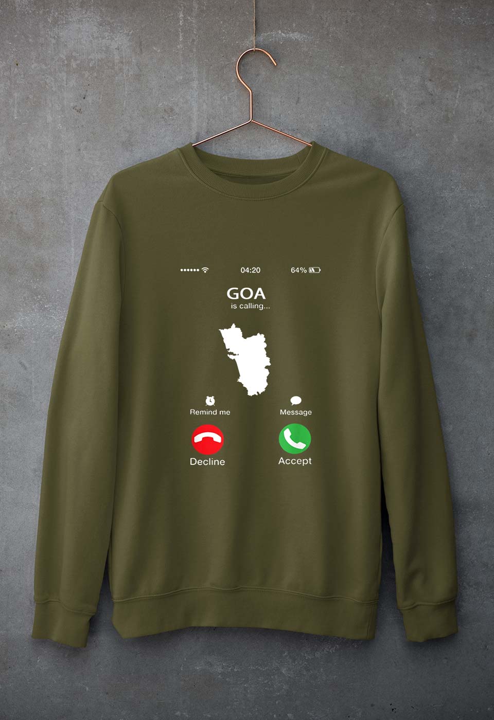 Goa Calling Unisex Sweatshirt for Men/Women-Olive Green-Ektarfa.online