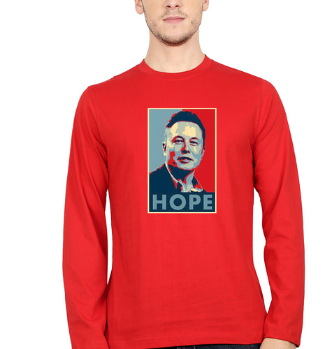 Elon Musk Hope Full Sleeves T-Shirt for Men-RED-Ektarfa.online