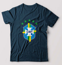 Load image into Gallery viewer, Brazil Football T-Shirt for Men-S(38 Inches)-Petrol Blue-Ektarfa.online
