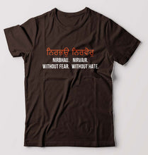 Load image into Gallery viewer, Nirbhau Nirvair T-Shirt for Men-S(38 Inches)-Coffee Brown-Ektarfa.online
