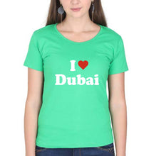 Load image into Gallery viewer, I Love Dubai T-Shirt for Women-flag green-Ektarfa.online
