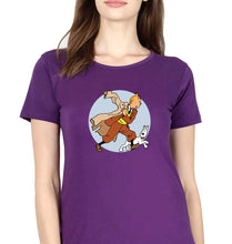 Load image into Gallery viewer, Tintin T-Shirt for Women-XS(32 Inches)-Purple-Ektarfa.online
