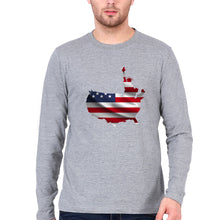 Load image into Gallery viewer, USA America Full Sleeves T-Shirt for Men-Grey Melange-Ektarfa.online
