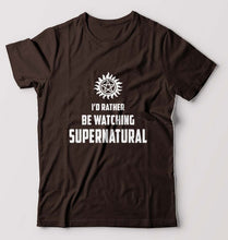 Load image into Gallery viewer, Supernatural T-Shirt for Men-S(38 Inches)-Coffee Brown-Ektarfa.online
