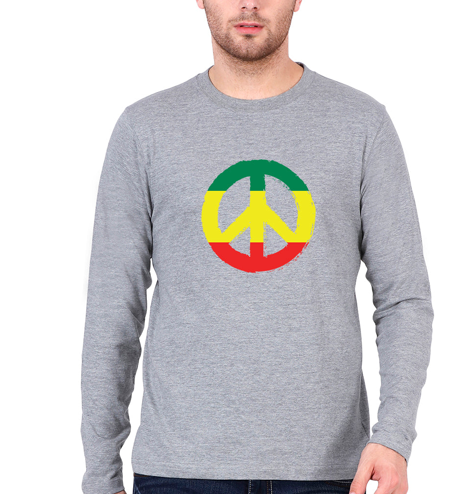 Bob Marley Peace Full Sleeves T-Shirt for Men-Grey Melange-Ektarfa.online