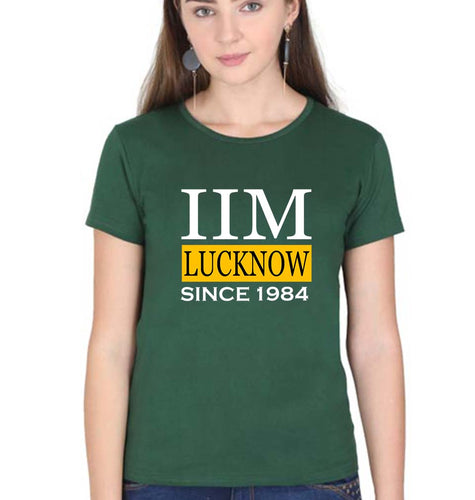 IIM Lucknow T-Shirt for Women-XS(32 Inches)-Dark Green-Ektarfa.online
