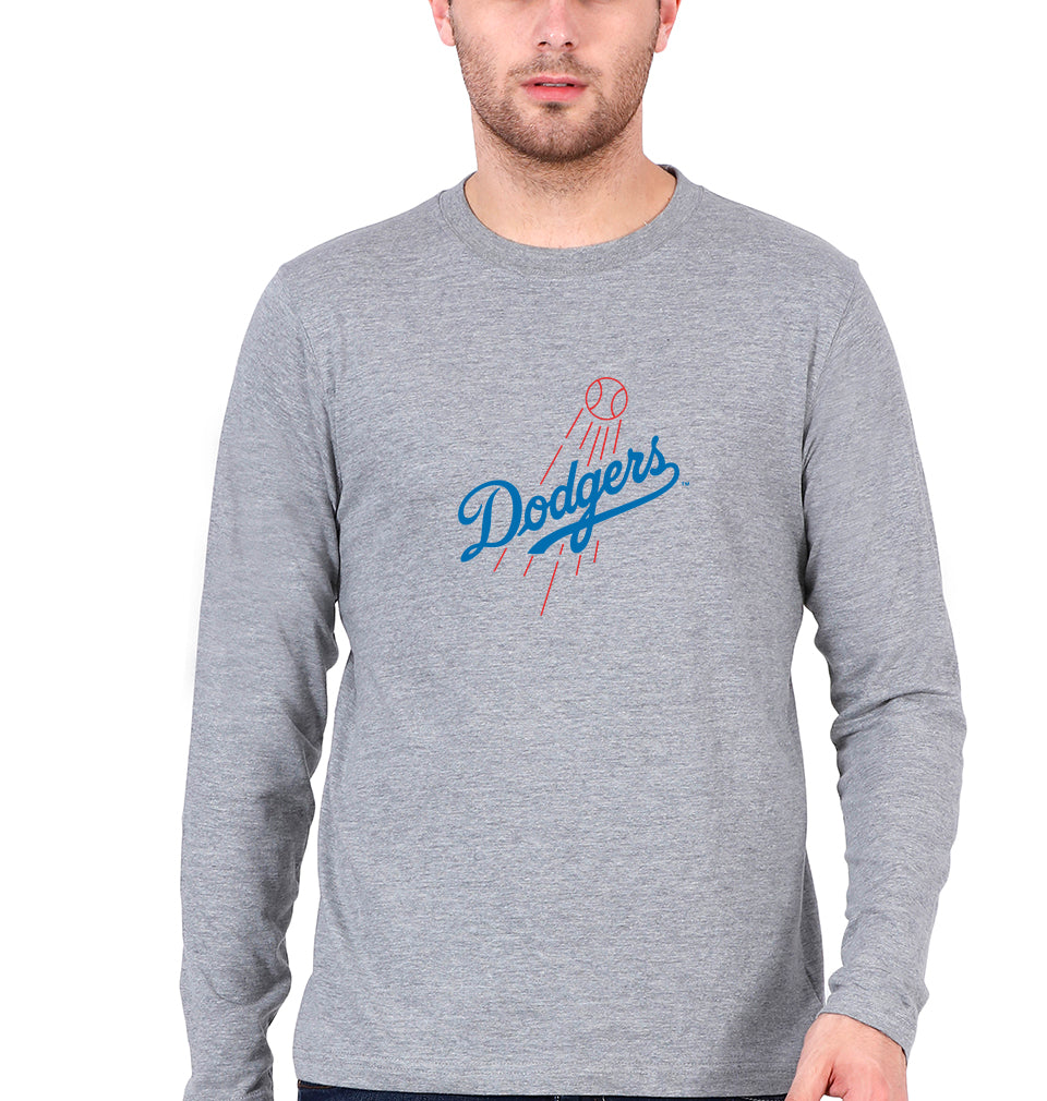 Los Angeles Dodgers Full Sleeves T-Shirt for Men-Grey Melange-Ektarfa.online