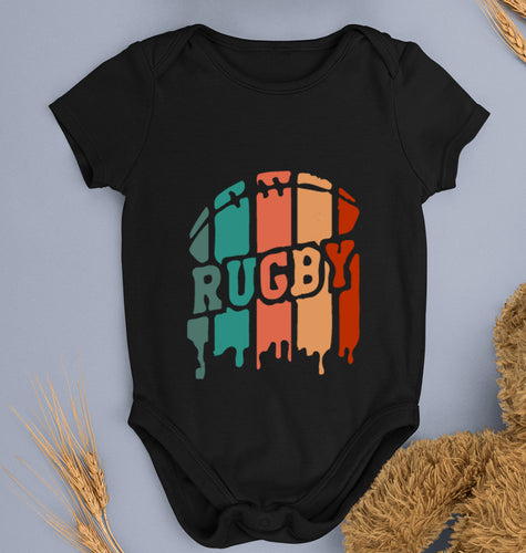 Rugby Kids Romper For Baby Boy/Girl-0-5 Months(18 Inches)-Black-Ektarfa.online