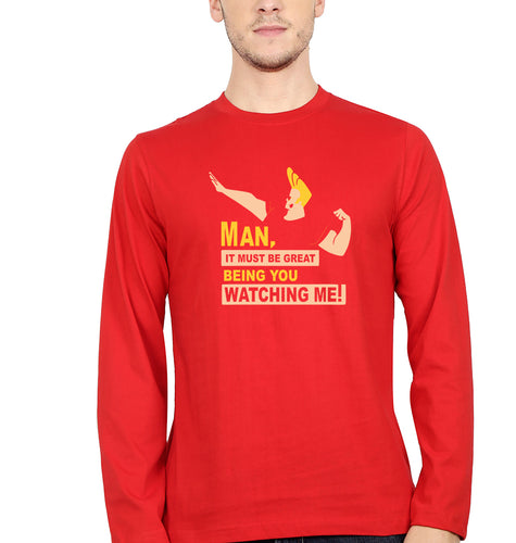 Johnny Bravo Full Sleeves T-Shirt for Men-Red-Ektarfa.online