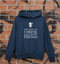 Load image into Gallery viewer, GOT Game of Thrones I Drink And Know Things Unisex Hoodie for Men/Women-S(40 Inches)-Navy Blue-Ektarfa.online
