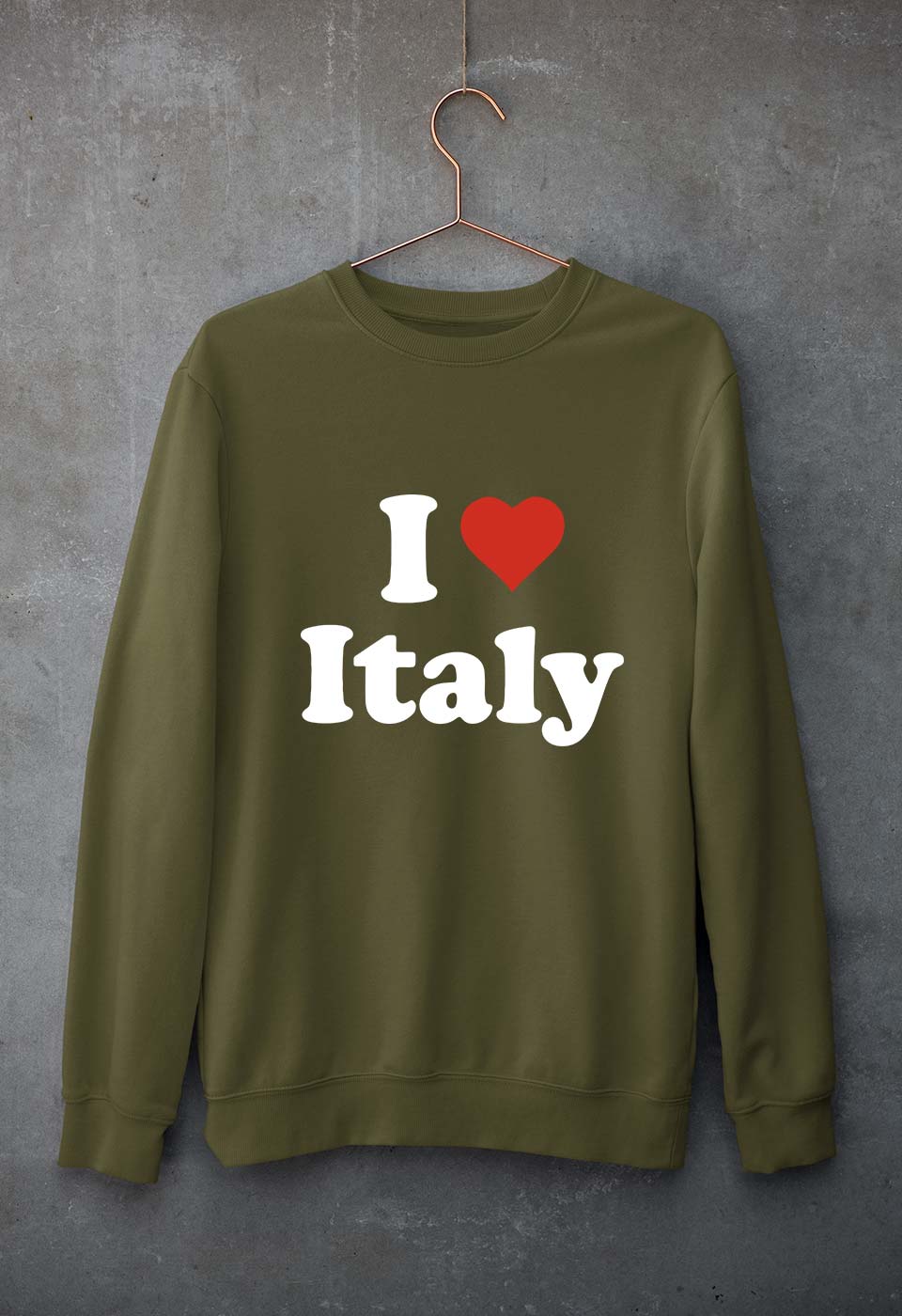 I Love Italy Unisex Sweatshirt for Men/Women-Olive Green-Ektarfa.online