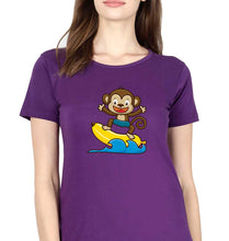 Load image into Gallery viewer, Monkey Banana T-Shirt for Women-XS(32 Inches)-Purple-Ektarfa.online
