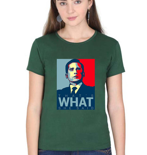 Michael Scott T-Shirt for Women-Dark Green-Ektarfa.online