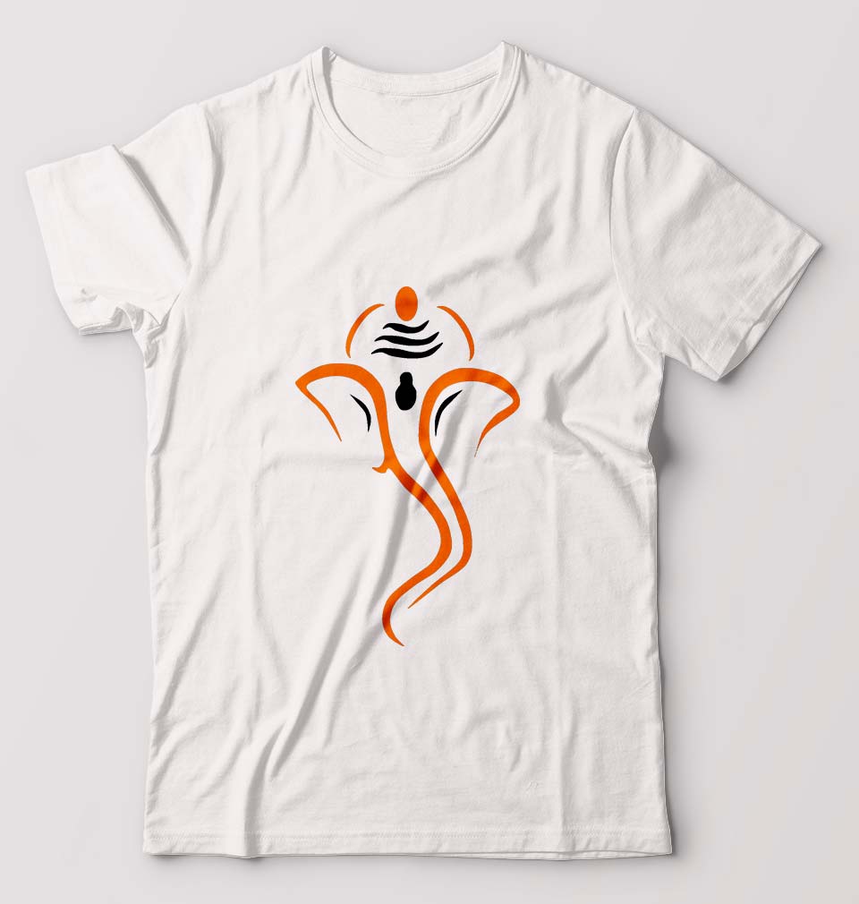 Ganpati JI(Ganesh) T-Shirt for Men-White-Ektarfa.online