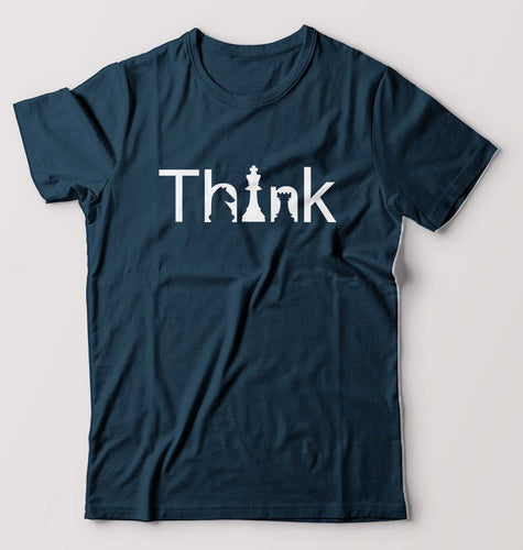 Chess Think T-Shirt for Men-S(38 Inches)-Petrol Blue-Ektarfa.online