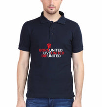 Load image into Gallery viewer, Born United Live United Die United Polo T-Shirt for Men-S(38 Inches)-Navy Blue-Ektarfa.co.in
