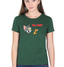 Load image into Gallery viewer, Tom and Jerry T-Shirt for Women-XS(32 Inches)-Dark Green-Ektarfa.online
