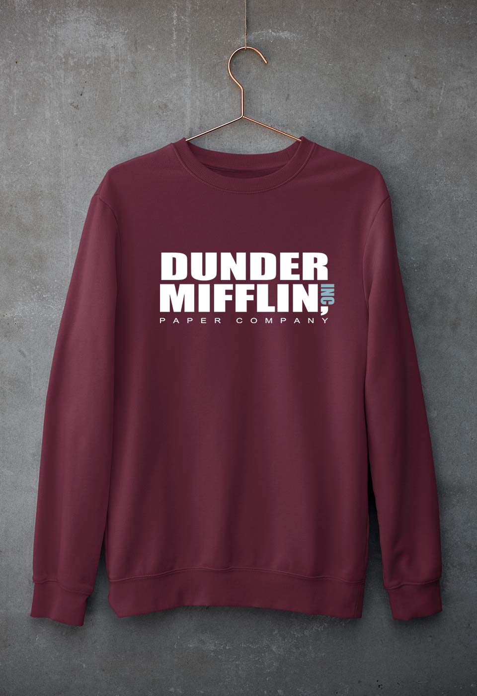 Dunder Mifflin Unisex Sweatshirt for Men/Women-S(40 Inches)-Maroon-Ektarfa.online