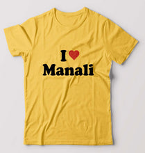 Load image into Gallery viewer, I Love Manali T-Shirt for Men-Golden Yellow-Ektarfa.online
