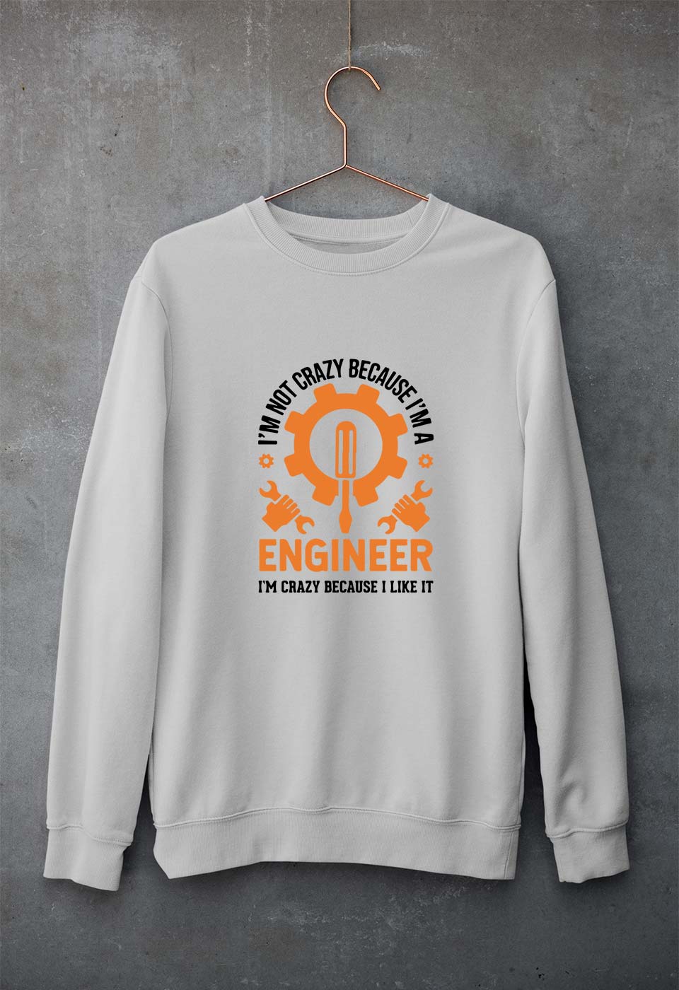 Crazy Engineer Unisex Sweatshirt for Men/Women-Grey Melange-Ektarfa.online