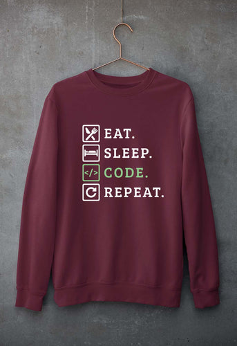 Eat Sleep Code Repeat Unisex Sweatshirt for Men/Women-Maroon-Ektarfa.online