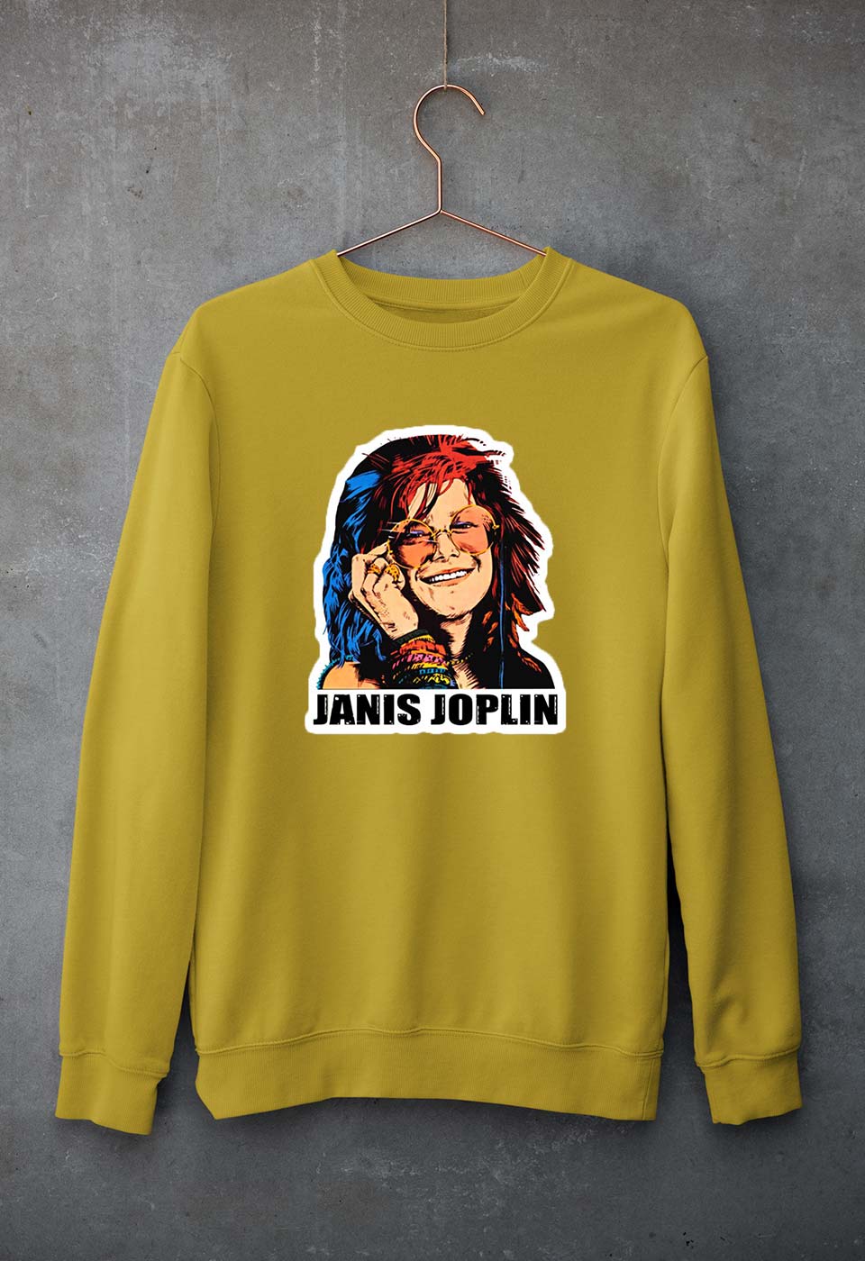 Janis Joplin Unisex Sweatshirt for Men/Women-Mustard Yellow-Ektarfa.online
