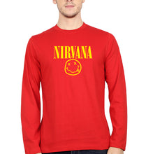Load image into Gallery viewer, Nirvana Full Sleeves T-Shirt for Men-Red-Ektarfa.online
