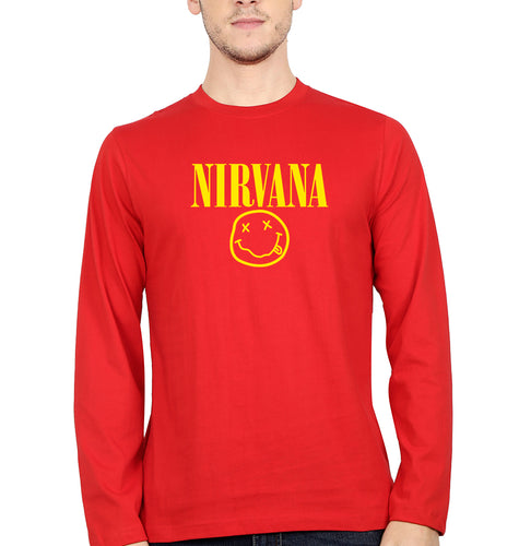 Nirvana Full Sleeves T-Shirt for Men-Red-Ektarfa.online