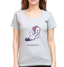 Load image into Gallery viewer, Poker T-Shirt for Women-XS(32 Inches)-Grey Melange-Ektarfa.online
