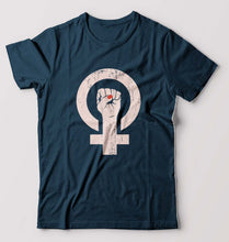 Load image into Gallery viewer, Feminist T-Shirt for Men-S(38 Inches)-Petrol Blue-Ektarfa.online
