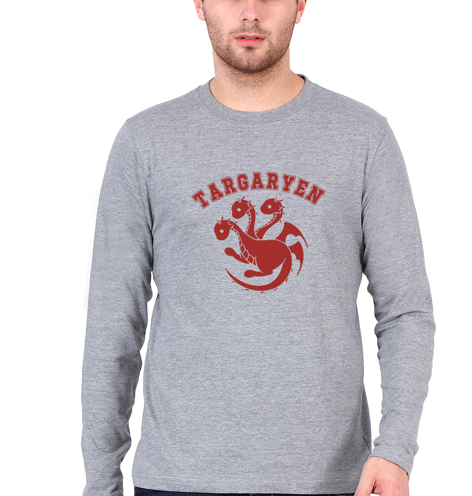 House Targaryen (GOT) Full Sleeves T-Shirt for Men-Grey Melange-Ektarfa.online