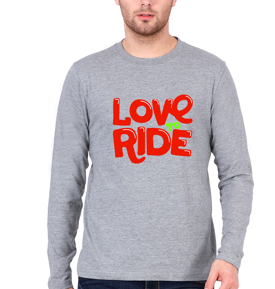 Love to Ride Full Sleeves T-Shirt for Men-Grey Melange-Ektarfa.online