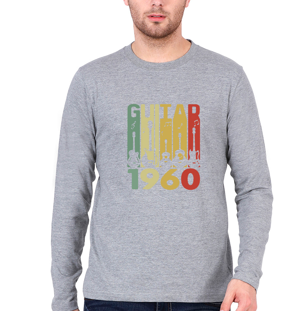 Guitar Full Sleeves T-Shirt for Men-Grey Melange-Ektarfa.online