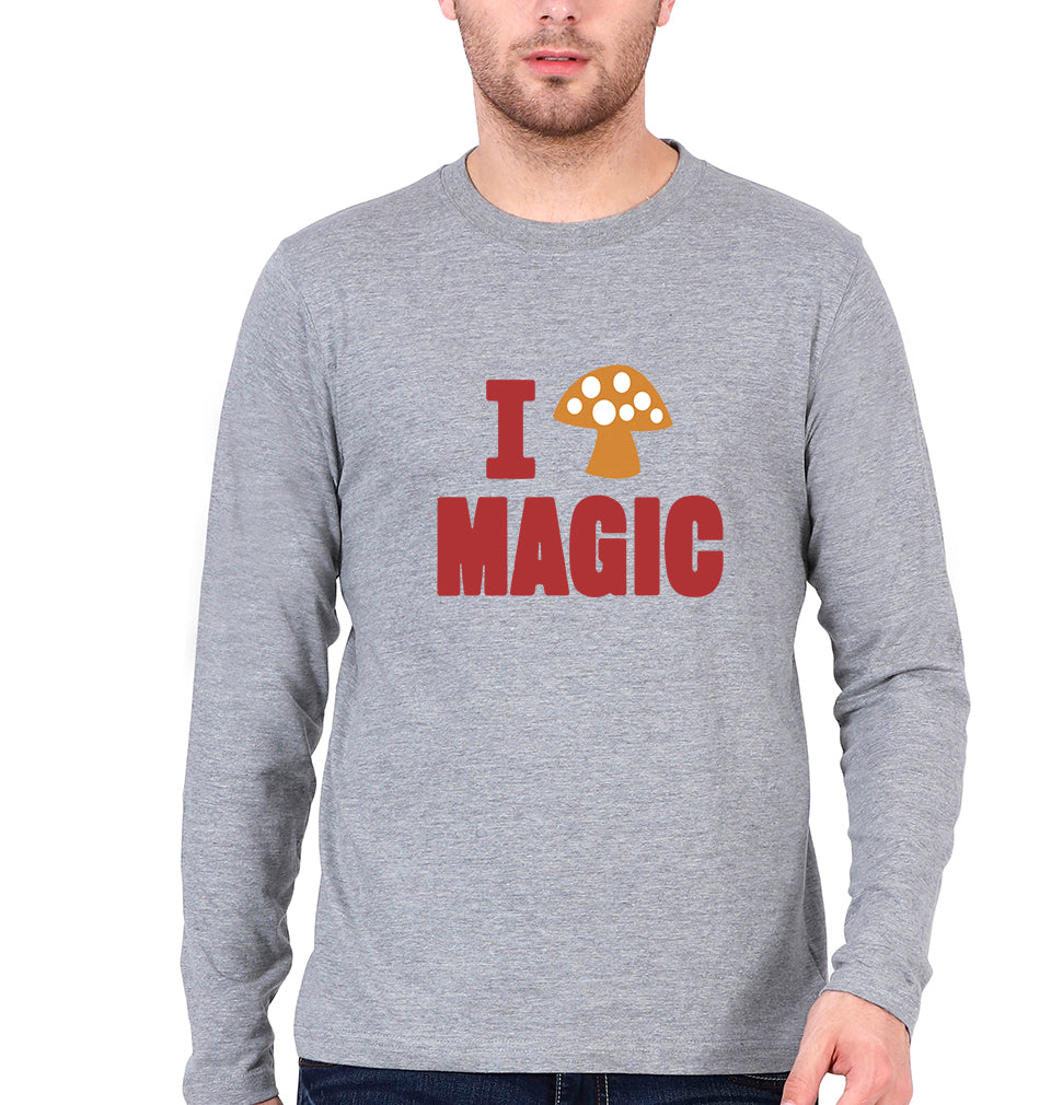 Mushroom Full Sleeves T-Shirt for Men-Grey Melange-Ektarfa.online
