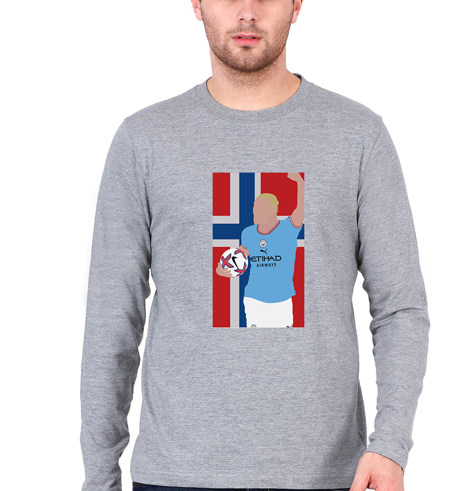 Erling Haaland Full Sleeves T-Shirt for Men-Grey Melange-Ektarfa.online