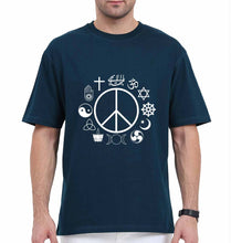 Load image into Gallery viewer, Peace Religious Symbols Oversized T-Shirt for Men-Petrol Blue-Ektarfa.online
