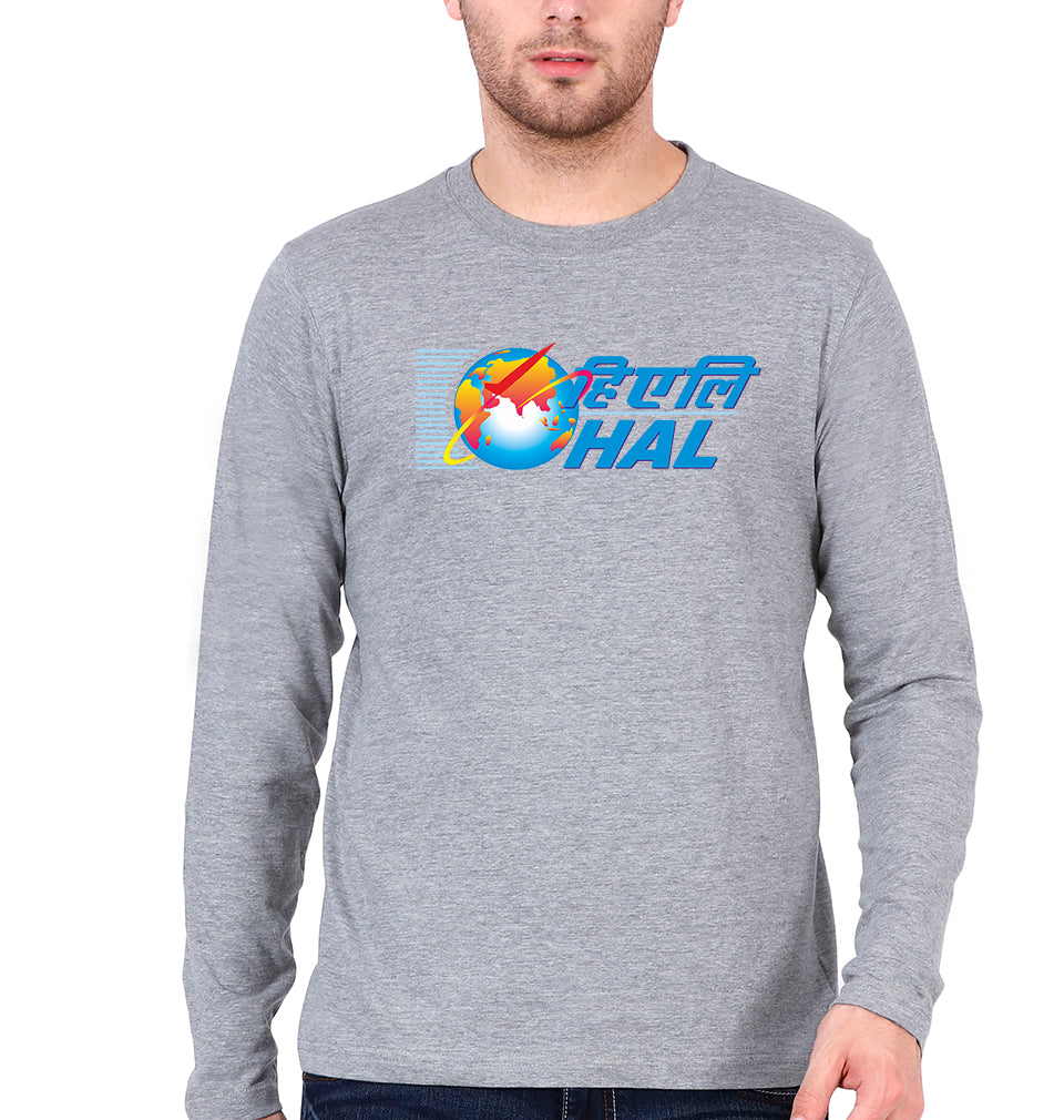 Hindustan Aeronautics Limited (HAL) Full Sleeves T-Shirt for Men-Grey Melange-Ektarfa.online
