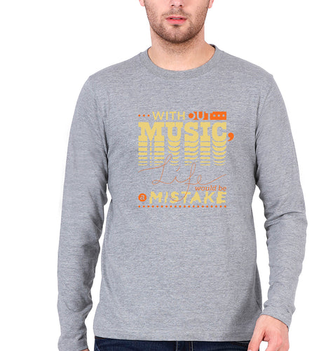 Music Full Sleeves T-Shirt for Men-Grey Melange-Ektarfa.online